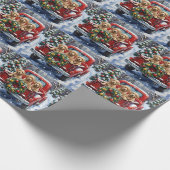 Papier Cadeau Cockapoo camion rouge de Noël vacances (Coin)