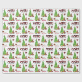 Papier Cadeau Cockapoo Chien, Oiseau et Arbre de Noël (Plat)