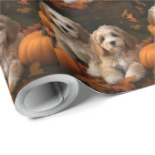 Papier Cadeau Cockapoo chiot Automne Délice Citrouille (Coin rond)