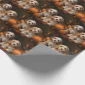 Papier Cadeau Cockapoo chiot Automne Délice Citrouille (Coin)