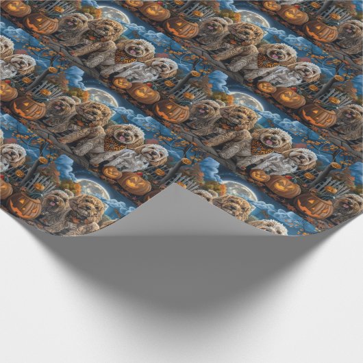 Papier Cadeau Cockapoo Halloween Éffrayant (Coin)