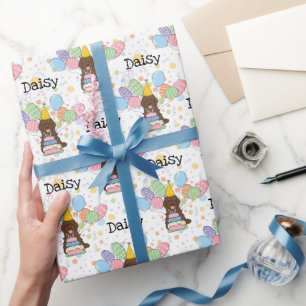 Papier Cadeau Cockapou au chocolat Chien Cavapo Anniversaire