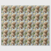 Papier Cadeau Cockapou avec les oeufs de Pâques vacances (Plat)