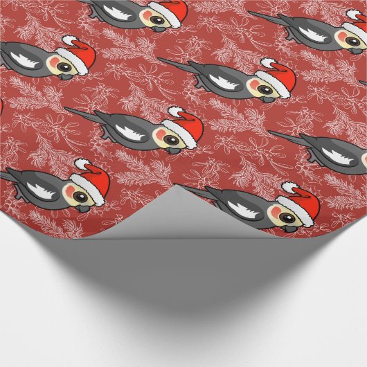 Papier Cadeau Cockatiel Père Noël (Coin)