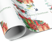 Papier Cadeau Cockatoo blanc présente Joyeux Noël (Coin rond)
