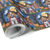 Papier Cadeau Cocker Chiens espagnols Citrouille Halloween Funny (Coin rond)