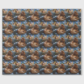 Papier Cadeau Cocker Spaniel avec les lumières de Noël (Plat)