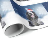 Papier Cadeau Cocker Spaniel Chien Avec Noël Santa Hat (Coin rond)