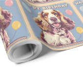 Papier Cadeau Cocker Spaniel Chien Coloré (Coin rond)