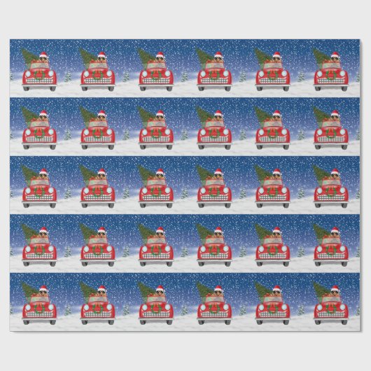 Papier Cadeau Cocker Spaniel Chien Conduite Voiture En Noël De N (Plat)