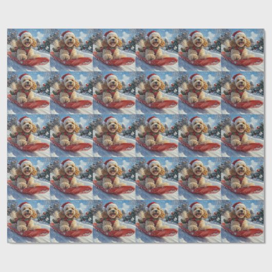 Papier Cadeau Cocker Spaniel Chien dans Sledge Let it neige Noël (Plat)