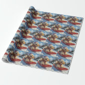 Papier Cadeau Cocker Spaniel Chien dans Sledge Let it neige Noël (Déroulé)