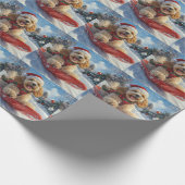 Papier Cadeau Cocker Spaniel Chien dans Sledge Let it neige Noël (Coin)