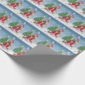 Papier Cadeau Cocker Spaniel Chien en neige avec cadeaux de Noël (Coin)