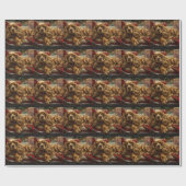 Papier Cadeau Cocker Spaniel Chien Noël Fêtard (Plat)