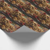Papier Cadeau Cocker Spaniel Chien Noël Fêtard (Coin)