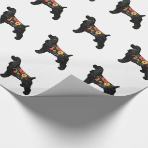 Papier Cadeau Cocker Spaniel Chien race Selle Florale Bohémienne