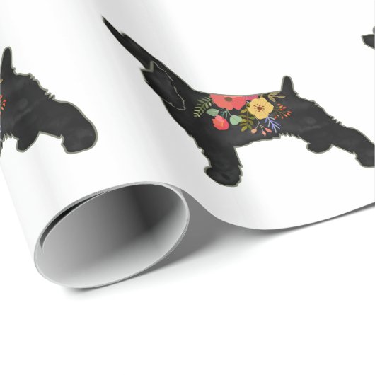 Papier Cadeau Cocker Spaniel Chien race Selle Florale Bohémienne (Coin rond)