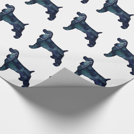 Papier Cadeau Cocker Spaniel Chien Silhouette Noir Aquarelle (Coin)