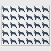 Papier Cadeau Cocker Spaniel Chien Silhouette Noir Aquarelle (Plat)