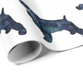 Papier Cadeau Cocker Spaniel Chien Silhouette Noir Aquarelle (Coin rond)