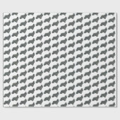 Papier Cadeau Cocker Spaniel Chien Y&B Silhouette Grille Blanc (Plat)