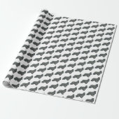 Papier Cadeau Cocker Spaniel Chien Y&B Silhouette Grille Blanc (Déroulé)