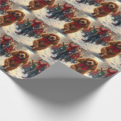 Papier Cadeau Cocker Spaniel Christmas Parade Holiday Painting (Coin)