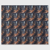 Papier Cadeau Cocker Spaniel Citrouilles Halloween effrayant (Plat)