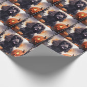 Papier Cadeau Cocker Spaniel d'Halloween avec des citrouilles (Coin)
