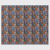 Papier Cadeau Cocker Spaniel Dogs Trick-or-Treating à Halloween (Plat)