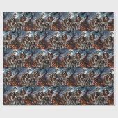 Papier Cadeau Cocker Spaniel Halloween Éffrayant (Plat)