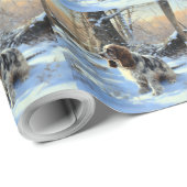 Papier Cadeau Cocker Spaniel Laisser Neige Noël (Coin rond)