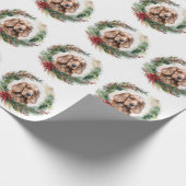 Papier Cadeau Cocker Spaniel Noël Wreath Festive Pup (Coin)
