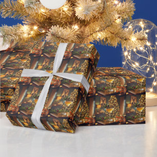 Papier Cadeau Cocktail de Noël du milieu du siècle Merry & Brigh