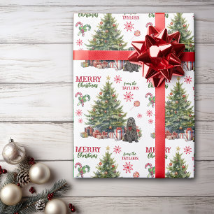 Papier Cadeau Cocktail noir Bow rouge Spaniel Chien de vacances 