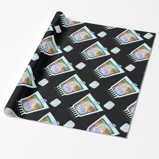 PAPIER CADEAU COCKTAIL - OLD-FASHIONED - ROCHES EN VERRE (Déroulé)