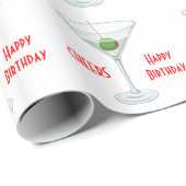 Papier Cadeau Cocktail olive en verre de Martini de joyeux (Coin rond)