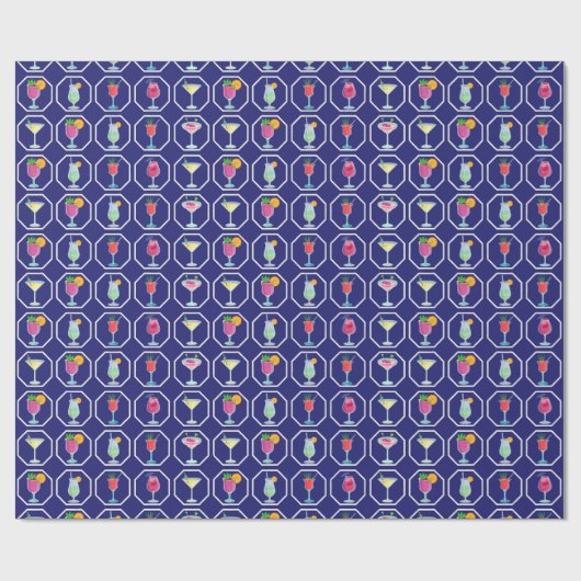 Papier Cadeau Cocktail Pattern Wrapping Paper (Plat)
