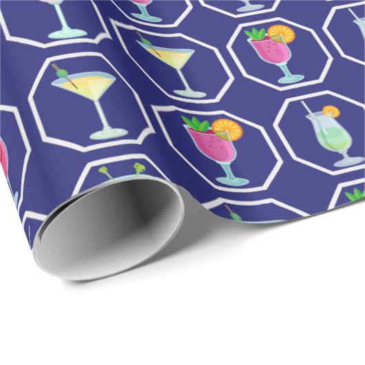 Papier Cadeau Cocktail Pattern Wrapping Paper (Coin rond)