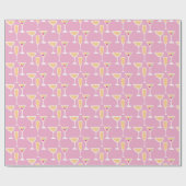 Papier Cadeau Cocktail Retro Martini Flute Glass Festive Rose (Plat)