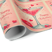 Papier Cadeau Cocktail Valentine Martini du milieu du siècle (Coin rond)
