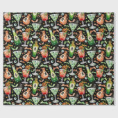 Papier Cadeau Cocktails et potions d'Halloween orange et vert (Plat)