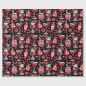 Papier Cadeau Cocktails et potions d'Halloween rouge et noir (Plat)