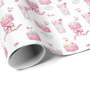 Papier Cadeau Cocktails Mahjong Roseau Aquarelle