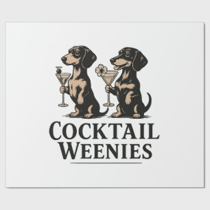 Papier Cadeau Cocktails Weenies Drôle de Dachshund Chien Wiener