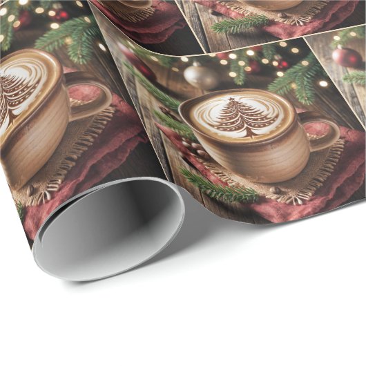 Papier Cadeau Coco Chaud de Noël Avec Design Arbre (Coin rond)