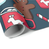 Papier Cadeau Coco Chaud Et Motif De Soins De Noël (Coin rond)