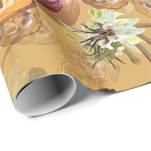 Papier Cadeau Cocoa Beans, Chocolate Flowers, Nature's Toxits (Coin rond)