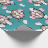 Papier Cadeau Cocoa marshmallow chocolat chaud boug hiver turquo (Coin)
